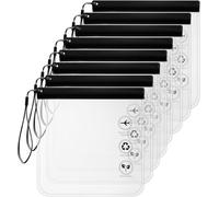 8 Stück Kulturbeutel Transparent, 1 Liter Flüssigkeitsbeutel mit Tragegriff (20x20 cm), TSA-zugelassene, wasserdichte Kosmetiktasche für Damen und Herren, Reisezubehör für Handgepäck (Schwarz)