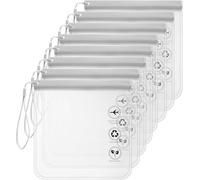 8 Stück Kulturbeutel Transparent, 1 Liter Flüssigkeitsbeutel mit Tragegriff (20x20 cm), TSA-zugelassene, wasserdichte Kosmetiktasche für Damen und Herren, Reisezubehör für Handgepäck (Grau)