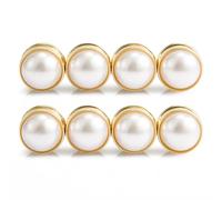 8 Stück Magnetische Hijab Nadeln, Hochzeitsschleiergewichte Magnetische Perlen Doppelseitige Perlen Hijab Mehrzweck Perlen Brautschleiergewichte für Frauen Schals Kleidung Hochzeit (Gold)