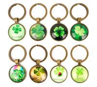 8 Stück Schlüsselanhänger Kleeblat Set, Schlüsselanhänger Glücksbringer Kinder Prüfung mit Glücksklee Anhänger Schlüssel zum Glück, Glücksbringer Schule Klein Lucky Charms Geburtstagsgeschenk Kollegen