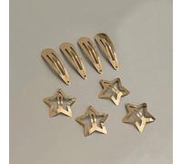 8 Stück/Set Haarschmuck für Frauen, inklusive 3cm Metallic Stern Haarspangen und elegante fünfzackige Stern Haarnadeln, goldfarbe Straßen Haarklammern