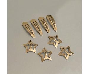 8 Stück/Set Haarschmuck für Frauen, inklusive 3cm Metallic Stern Haarspangen und elegante fünfzackige Stern Haarnadeln, goldfarbe Straßen Haarklammern