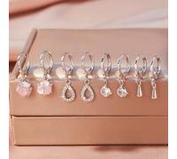 8 Stücke Set Frauen Tropfen Form Cut Out Zirkonia Stein Anhänger & Ohrringe Schmuckset, einfaches Design, geeignet für den täglichen Gebrauch, luxuriö