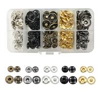 80 Sätze 10/15mm Metall-Druckknöpfe aus Messing zum Aufnähen für Geldbörse, Handtasche, Kleidung, Schuhe und Hüte, Nähreparatur (5 Farben)