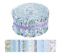 80 Stück Baumwollstoff,6.5x50cm,Patchwork Stoffe,Quilten Stoff,Nähen Baumwolle für Bastelarbeiten,Nähen,Puppenkleidung,Kissendekoration(blau,80 Stücke)