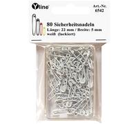 80 Stück Mini Sicherheitsnadeln 22 mm, klein, weiß/Weiss, nickelfrei, Nadel Nadeln, 6542