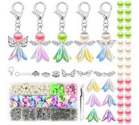 80 Stück Schutzengel Anhänger Set, Schutzengel Schlüsselanhänger, Engel Charme Perlenengel Anhänger, Schlüsselanhänger Selber Machen mit Pinzette für DIY Charms Hochzeit Taufe Gastgeschenke(Bunt)