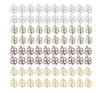 80 Stück Vierblättrige Kleeblatt-Anhänger, Hohle Blumenstück-Anhänger, Legierungs-Retro-Zubehör, Gelochte Vierblättrige Kleeblatt-Perlen, Geeignet Für Selbstgemachten Handgefertigten Schmuck