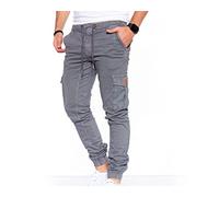 8000 Herren Cargohose aus Baumwolle männer Cargohose Chino Hose Freizeithose Slim fit Cargohose Slim fit Chino Hose stylisch Cargohose (8001_Gray, 34)