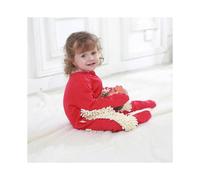 (80cm,Red White)Baby Boys Girls Cleaning Mop Romper Baby Mop Clothes Long Sleeve Crawling Clothes Jumpsuit Cotton Infant Mop Suit GuanGuan