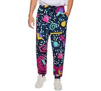 80er 90er Jahre Herren Sweatpants Retro Kostüme Hip Hop Trainingshose Vintage Jogger Workout Hose Sport Outfits für Männer und Frauen, Schwarz, X-Groß