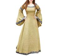 80Er Jahre Outfit Damen, Kleider Damen Sommer, Damen Retro Mittelalter Kleid mit Trompetenärmel, Mittelalterliche Viktorianischen Königin Kleider Renaissance Gotisch Maxikleid,36 Light Brown,4XL