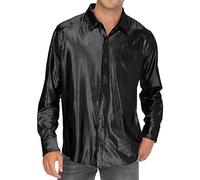 80Er Jahre Outfit Herren, Glitzer Hemd Herren: Pailletten Oberteil Glitzerhemd Disco Outfit Herrenhemden Langarm Festliches Ausgefallene Hemden Party Langarmhemd 70er Jahre Silvester Shirt Freizeithem