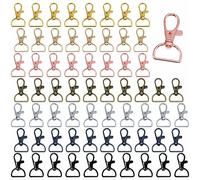 80er-Packung Drehkarabiner mit D-Ring; für Schlüsselanhänger, Schlüsselbänder, DIY- Zubehör, Bastelutensilien und die Geldbörse; (7 Farben, 3,8 x 2 cm)