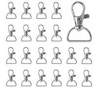 80er-Packung Drehkarabiner mit D-Ring; für Schlüsselanhänger, Schlüsselbänder, DIY- Zubehör, Bastelutensilien und die Geldbörse; (Silber, 3,8 x 2 cm)