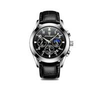 (8169 Schwarzes Leder) Herren Armbanduhren Sport Chronograph Quarz Uhren Marke Luxus Voller Stahl Wasserdicht