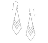 81stgeneration Flache Pfeilspitzen-Ohrhänger aus Sterlingsilber für Damen | Rautenförmiges Dreifach-Chevron-Design | Geometrischer Art-Deco-Schmuck | Moderne Offene Drachenohrringe in 925 Silber