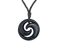 81stgeneration Geschnitzter Horn-doppel-Koru-anhänger mit Gravuren | Taonga Maori Style Jewellery Knochenhalskette für Herren | Stammes-halsketten | Runde Spiral-Surfer-halsketten