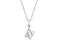 81stgeneration Halskette aus Sterlingsilber mit 3D-Davidstern Unisex | Merkaba-Sternanhänger aus 925er Silber | Spirituelle Heilige Geometrie Halskette | Einfache Religiöse Judaica-Geschenke