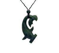 81stgeneration Halskette mit Hammerhai-anhänger aus Nephrit-Jade | Maori Twist Cord Surfer Halskette für Herren | Schmuck aus Meereslebewesen aus Grünstein