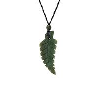 81stgeneration Halskette mit Maori-farnblatt-anhänger aus Nephrit-Jade | Greenstone Cord Surfer Halskette für Damen | Naturschmuck für Herren | Stammes-Design mit Handgeschnitztem Motiv