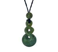 81stgeneration Halskette mit Nephrit-Jade-HEI-pikorua-anhänger | Maori Doppelt Gedrehte Kordelkette für Herren | Handgefertigter Grünsteinschmuck | Stammes-Design mit Handgeschnitztem Motiv