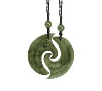 81stgeneration Halsketten-Set für Zwei Personen mit Ineinandergreifendem Doppel-Koru-anhänger aus Nephrit-Jade | Maori-kordelkette für Paare | Natürlicher Grünstein-freundschaftsschmuck