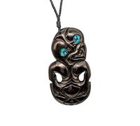 81stgeneration Handgeschnitzte Horn-paua-Muschel, Extra Große HEI-Tiki-anhänger-Halskette | Statement-Kette aus Kordel für Herren | Taonga-amulett für Damen im Maori-Stil