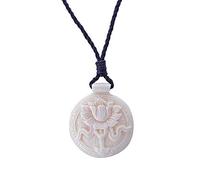 81stgeneration Handgeschnitzte Lotus-Halskette aus Knochen für Männer und Frauen | Runder Buddhistischer Blumenmedaillon-anhänger | Handgemachtes Spirituelles Geschenk