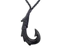 81stgeneration Handgeschnitzter Großer HEI Matau-anhänger aus Horn mit Eingraviertem Dreiecksmuster | Taonga Surfer-Accessoire für Herren | Angelhaken-Halskette im Maori-tribal-Stil