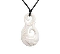 81stgeneration Handgeschnitzter Großer HEI Matau Wal-anhänger aus Knochen | Surfer-Accessoire für Herren | Handgemachte Fischhaken Halskette | Koru-spiralamulett im Maori-Stil