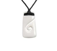 81stgeneration Handgeschnitzter Rechteckiger Hei Matau-anhänger aus Knochen | Toki im Maori-stil mit Koru-spiralamulett | Surfer-accessoire für Herren | Handgemachte Tribal Fischhaken Kordel Halskette