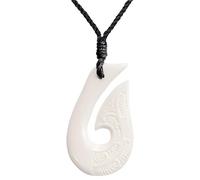 81stgeneration HEI Matau Fischhaken-Knochen-Halskette | Hawaiianischer Hakenanhänger aus Geschnitztem Knochen mit Gravuren | Taonga-amulett im Maori-Stil für Frauen | Hawaii-Halskette für Herren