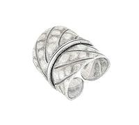 81stgeneration Hill Tribe Wickelring in Blattform aus Silber | Breiter Verstellbarer Gehämmerter Ring | Einzigartiger Rustikaler Statement-Schmuck für Damen | Handgefertigte Boho-Blattringe