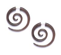 81stgeneration Holzspirale Fake-dehner-ohrringe für Damen, 4 cm | Tribal Ohrstecker aus Holzimitat für Männer | Fake Gauge Creolen | Surfer Emo Cheater Schmuck | Handgefertigte Boho Statement Ohrringe