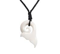 81stgeneration Koru Whale Tail Geschnitzter Knochenanhänger Hawaii Halskette | Schmuck im Maori-Stil | Handgemachte Knochenschnitzerei | Verstellbare Kordel Große Tribal Halskette | Surfer-zubehör