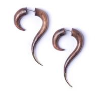 81stgeneration Lange Spiral-ohrringe aus Holz für Damen | Tribal Cheater Ohrstecker | Handgefertigte Gebogene Talon Fake Stretcher für Männer | Boho Holz-kunstmessgeräte | Surfer Emo Punk Schmuck