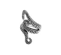 81stgeneration Wickelring aus Sterlingsilber mit Oktopusbeinen und -Armen | 925 Silber Statement Sommerschmuck | Ocean Kraken Halbfinger-Design | Maritimer Strand Daumenring | Extra Breite Wickelringe