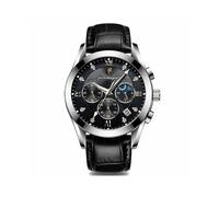 (8209 Schwarzes Leder) Herren-Armbanduhren, Sport-Chronograph, Quarzuhren, Marken-Luxusuhren, Vollstahl,
