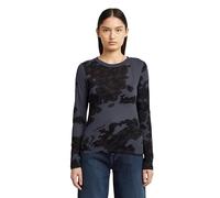 Langarmshirt G-STAR "Aop Slim Wmn", Damen, Gr. XL (42), india ink forest camo, Single Jersey, Obermaterial: 100% Baumwolle, mehrfarbig, gemustert, casual, slim fit, Rundhals, Langarm abgesteppte Kante