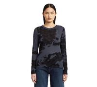 Langarmshirt G-STAR "Aop Slim Wmn", Damen, Gr. L (40), india ink forest camo, Single Jersey, Obermaterial: 100% Baumwolle, gemustert, mehrfarbig, slim fit, Rundhals, abgesteppte Kante, Shirts, mit All