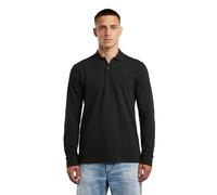 Poloshirt G-STAR "Dunda Slim Polo", Herren, Gr. XXL, schwarz (dk schwarz), Piquu00e9, Obermaterial: 95% Baumwolle, 5% Elasthan, unifarben, casual, slim fit, Langarm angesetztes Bündchen, Shirts, langä