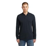 Poloshirt G-STAR "Dunda Slim Polo", Herren, Gr. XXL, blau (salute), Piquu00e9, Obermaterial: 95% Baumwolle, 5% Elasthan, unifarben, casual, slim fit, Langarm angesetztes Bündchen, Shirts, langärmlig, 
