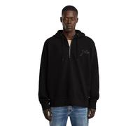Longpullover G-STAR "Script Half Zip Hoodie Sweater", Herren, Gr. XXL, dk schwarz, Obermaterial: 58% Baumwolle, 42% Polyester, Pullover Longpullover (20853445-XXL) dk schwarz