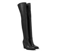 8CM/ 3.14IN Overknee-Stiefel Stretch-Stiefel Hochhackige Stiefel Extra Lange Oberschenkelstiefel für Frauen,Schwarz,44 EU