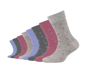 8er Pack camano Soft Organic Stars Crew Socken Kinder 9200 - fog melange 23-26