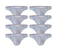 8er Pack Slips Herren Microfaser Slip Männer Slip Tanga String Stretch Unterhosen Bequeme Weiche Tangaslip Unterhosen Sportunterwäsche Grey L