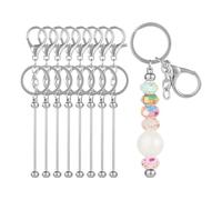 8Pcs Beadable Keychain Bars Blanks DIY Bead Bar Kit Zubehör für Frauen Männer C