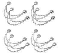 8stk Multifunktionale Magnetische Kleidungsclips, Magnetische Knopfclips Kette Weit Verbreitete Magnetische Kleidungsnadeln Hosenbundspannerclip für Hemden Röcke Hosen Kleider(Silber)