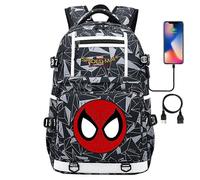(9) 18 Zoll Super Hero Spider Man USB-Laptop-Rucksack für Jugendliche, Studenten, Männer und Frauen